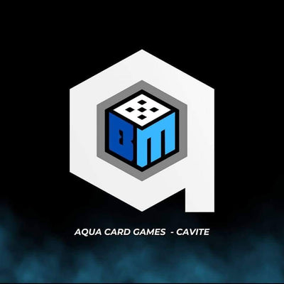 Logo of Aqua Card Games with a blue and gray cube design on a black background