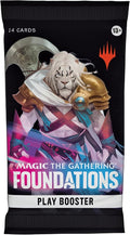 Magic the Gathering Foundations play booster pack with lion artwork on a black background